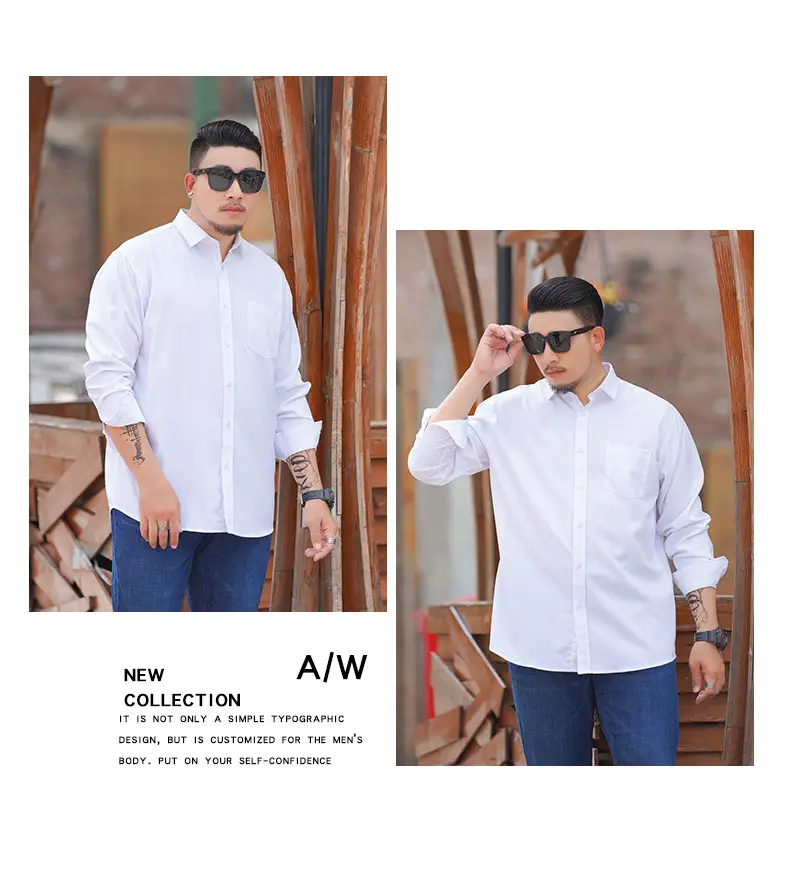First Wolf Plus Size Men's White Long Sleeve Shirt — feature 12