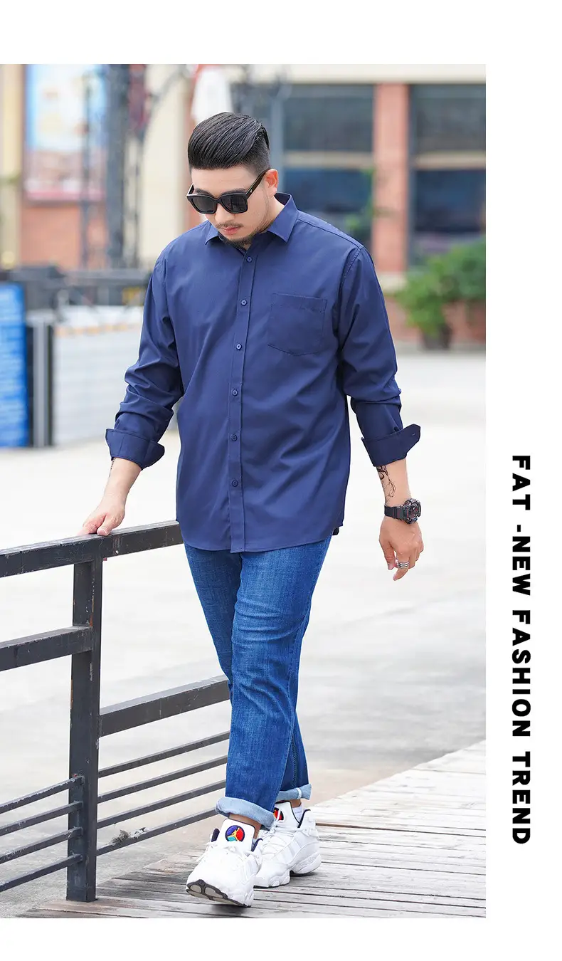 First Wolf Plus Size Men's White Long Sleeve Shirt — feature 13
