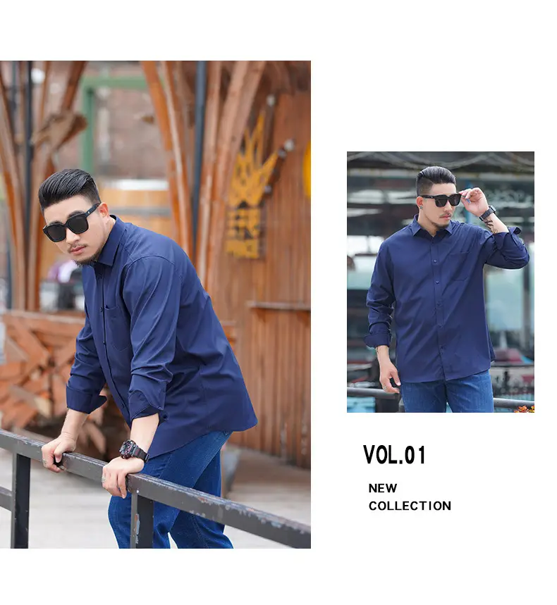 First Wolf Plus Size Men's White Long Sleeve Shirt — feature 14
