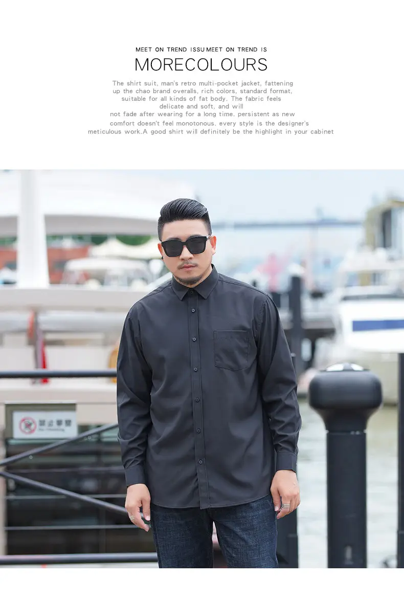 First Wolf Plus Size Men's White Long Sleeve Shirt — feature 15