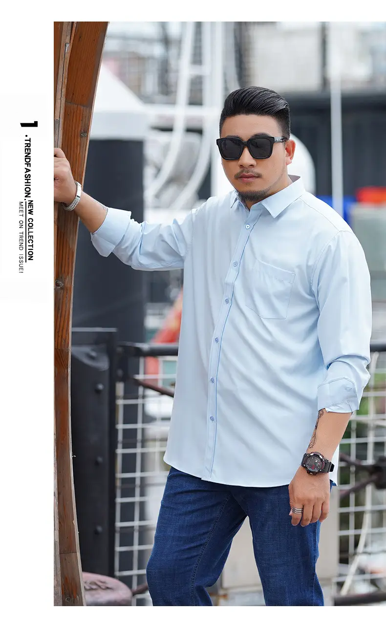 First Wolf Plus Size Men's White Long Sleeve Shirt — feature 8