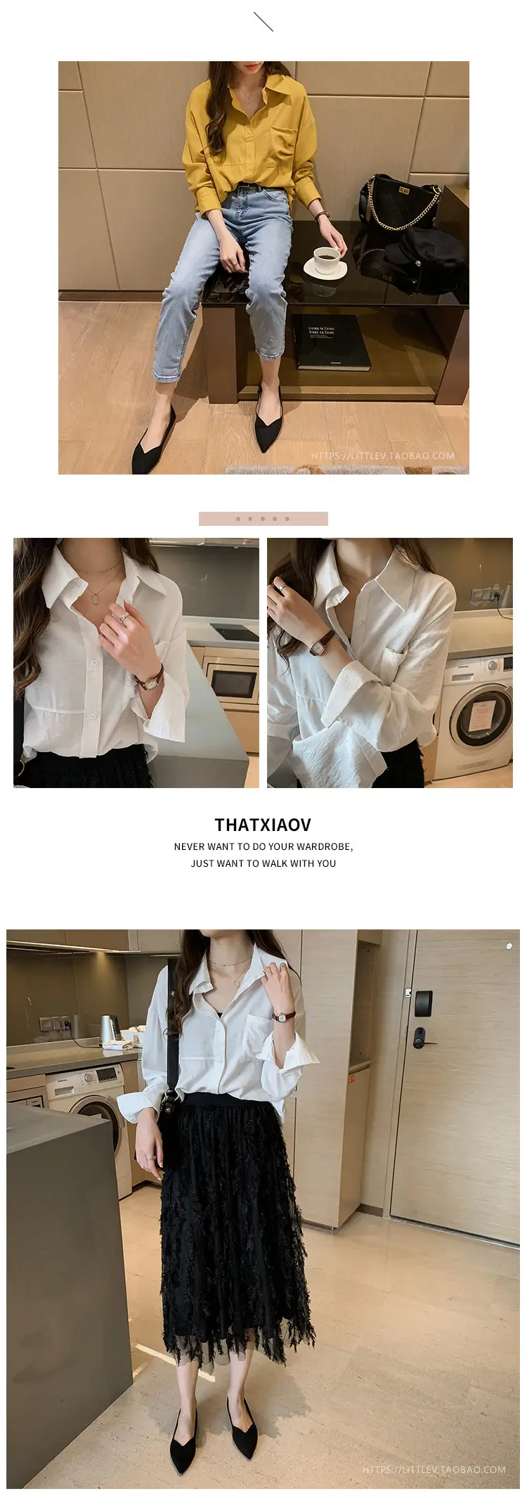 2020 Women Loose Long Sleeve Pink Shirt Korean Style — feature 15