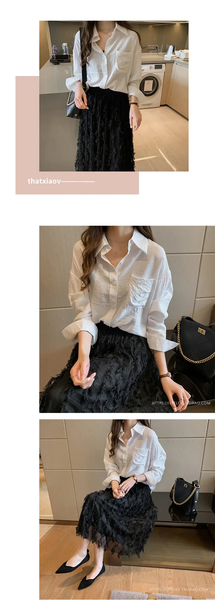2020 Women Loose Long Sleeve Pink Shirt Korean Style — feature 16