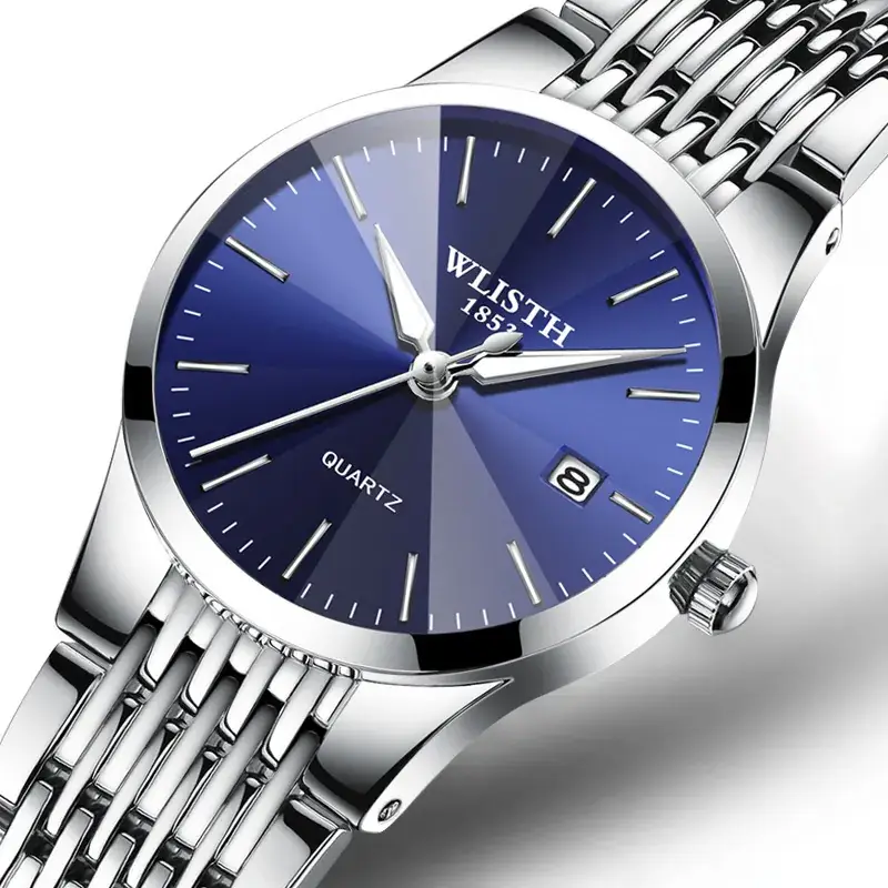 Wisth Blue Quartz Men's Watch Waterproof Black Strap