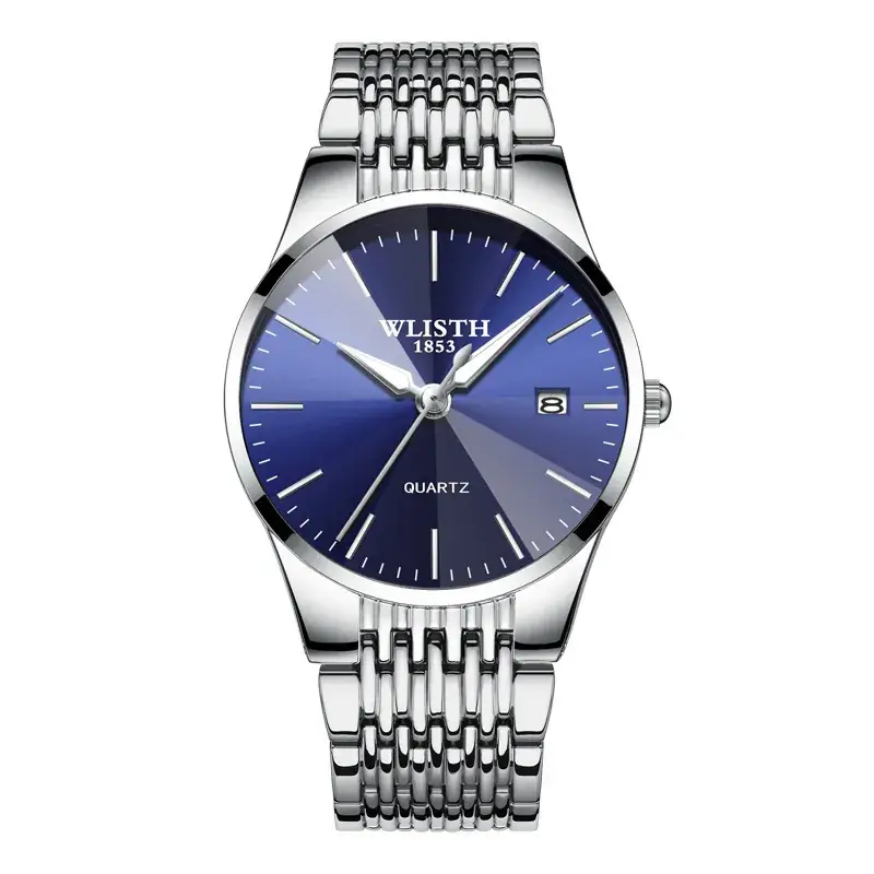 Wisth Blue Quartz Men's Watch Waterproof Black Strap