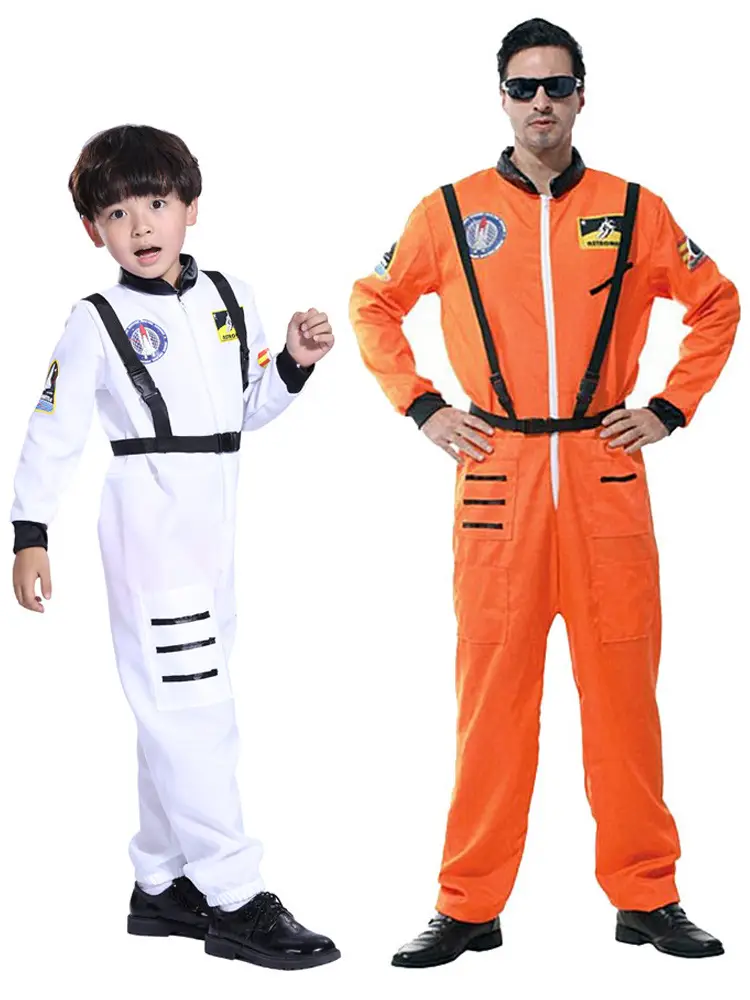Children's Orange Space Suit Astronaut Costume Adult Men Women - Image 6