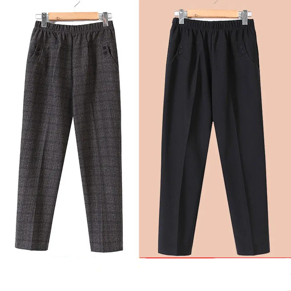 Spring Plus Size Elastic Waist Straight Pants for Women - Image 9