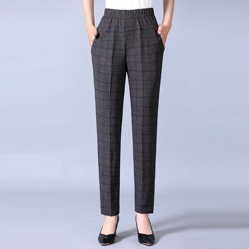 Spring Plus Size Elastic Waist Straight Pants for Women - Image 10