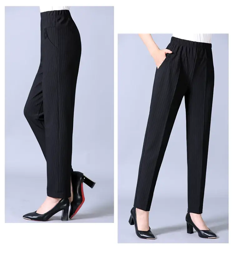 Spring Plus Size Elastic Waist Straight Pants for Women — feature 35