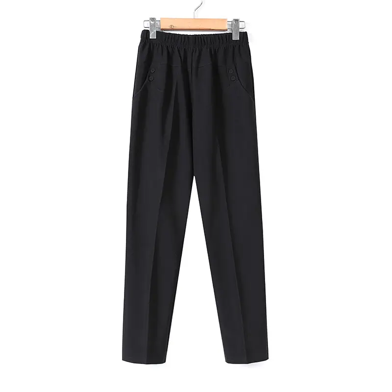Spring Plus Size Elastic Waist Straight Pants for Women - Image 2
