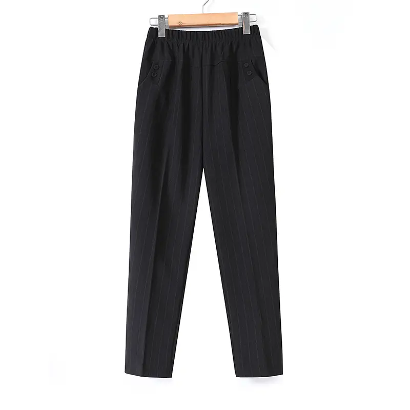 Spring Plus Size Elastic Waist Straight Pants for Women - Image 3
