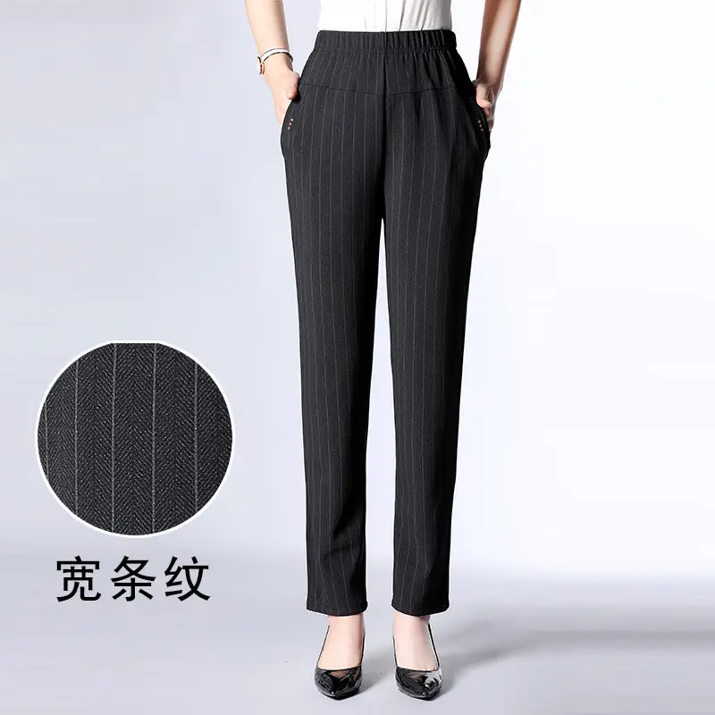 Spring Plus Size Elastic Waist Straight Pants for Women - Image 6