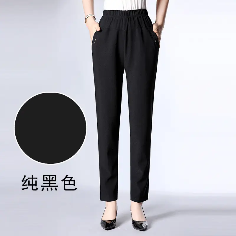 Spring Plus Size Elastic Waist Straight Pants for Women - Image 8