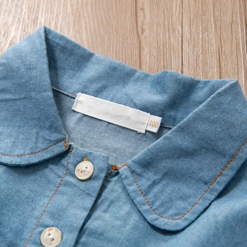 Girls Blue Denim Shirt with Bow Tulle Skirt Set - Image 4