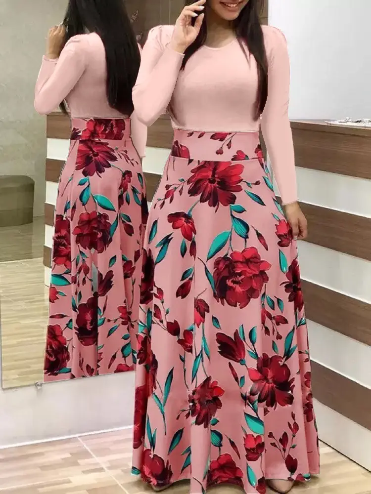 Women Floral Print Long Sleeve Skirts Set - Image 8