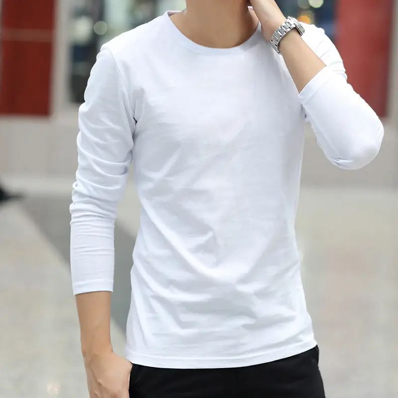 Men Long Sleeve Green Slim Fit T-Shirt - Image 13