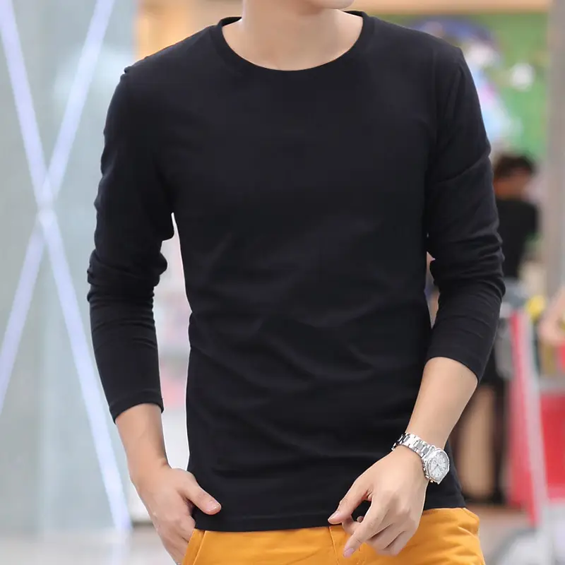 Men Long Sleeve Green Slim Fit T-Shirt - Image 15