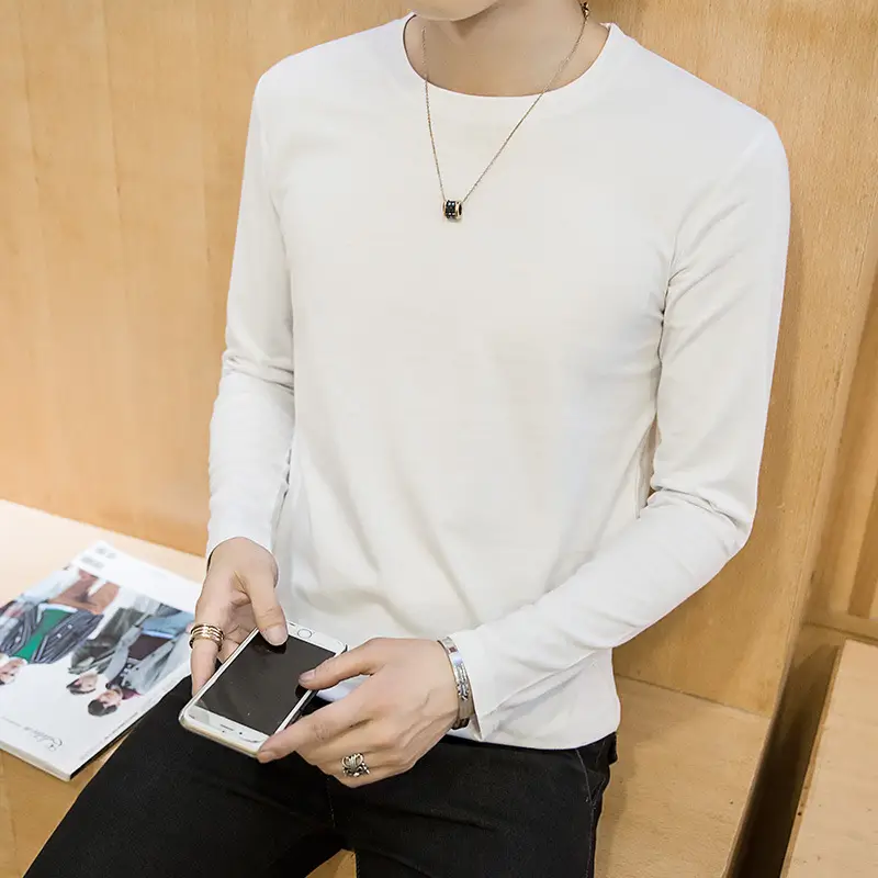 Men Long Sleeve Green Slim Fit T-Shirt - Image 17