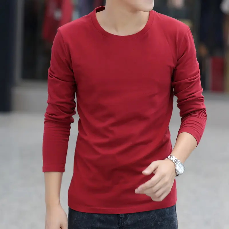 Men Long Sleeve Green Slim Fit T-Shirt - Image 12