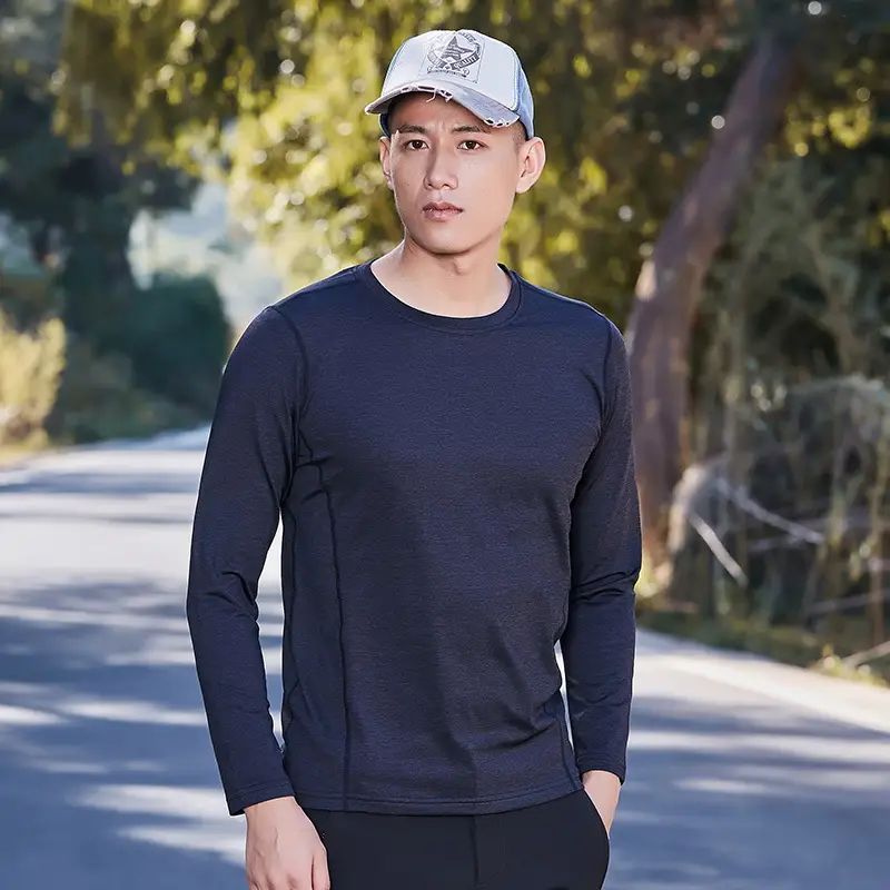 Men's Navy Long Sleeve T-Shirt with Backpack Accessories - Image 11