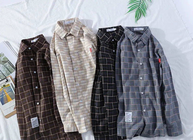 Men's Plaid Long Sleeve Shirt 2021 Harajuku Style — feature 19