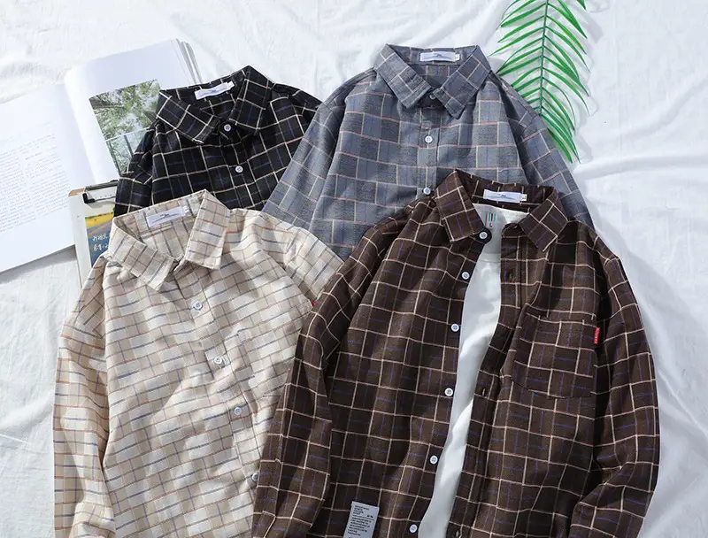 Men's Plaid Long Sleeve Shirt 2021 Harajuku Style — feature 21