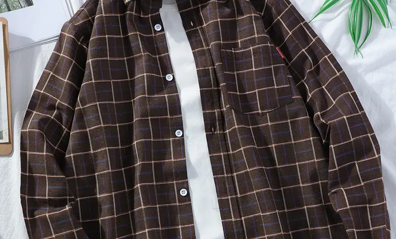 Men's Plaid Long Sleeve Shirt 2021 Harajuku Style — feature 25