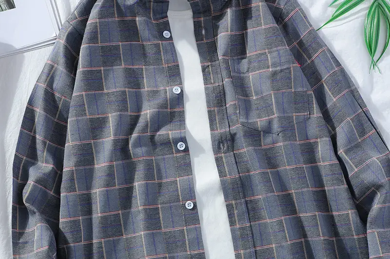 Men's Plaid Long Sleeve Shirt 2021 Harajuku Style — feature 29