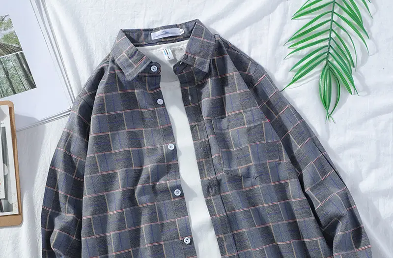 Men's Plaid Long Sleeve Shirt 2021 Harajuku Style — feature 31