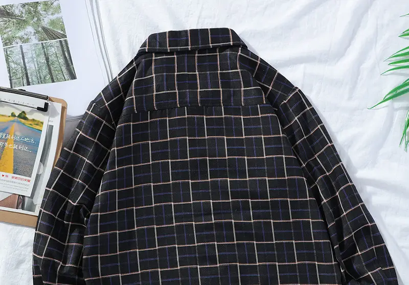 Men's Plaid Long Sleeve Shirt 2021 Harajuku Style — feature 35