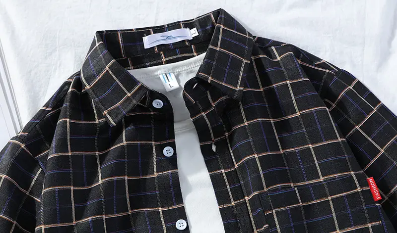 Men's Plaid Long Sleeve Shirt 2021 Harajuku Style — feature 41