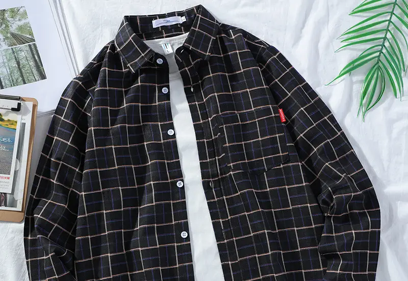 Men's Plaid Long Sleeve Shirt 2021 Harajuku Style — feature 42