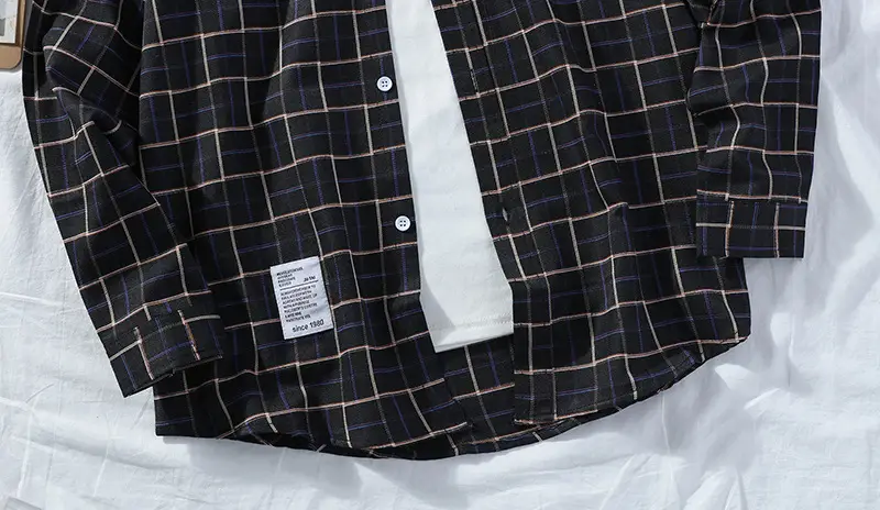 Men's Plaid Long Sleeve Shirt 2021 Harajuku Style — feature 43