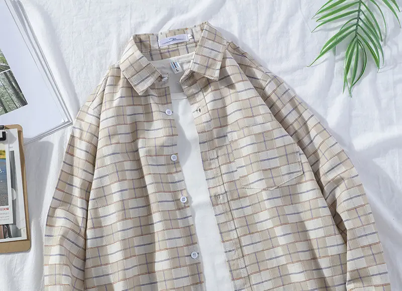 Men's Plaid Long Sleeve Shirt 2021 Harajuku Style — feature 48