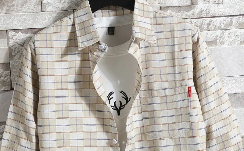 Men's Plaid Long Sleeve Shirt 2021 Harajuku Style — feature 62