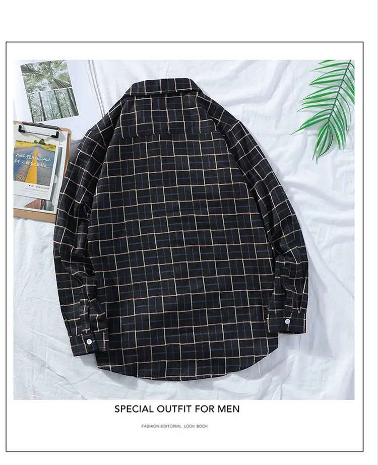 Men's Plaid Long Sleeve Shirt 2021 Harajuku Style — feature 65