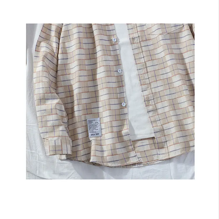 Men's Plaid Long Sleeve Shirt 2021 Harajuku Style — feature 67