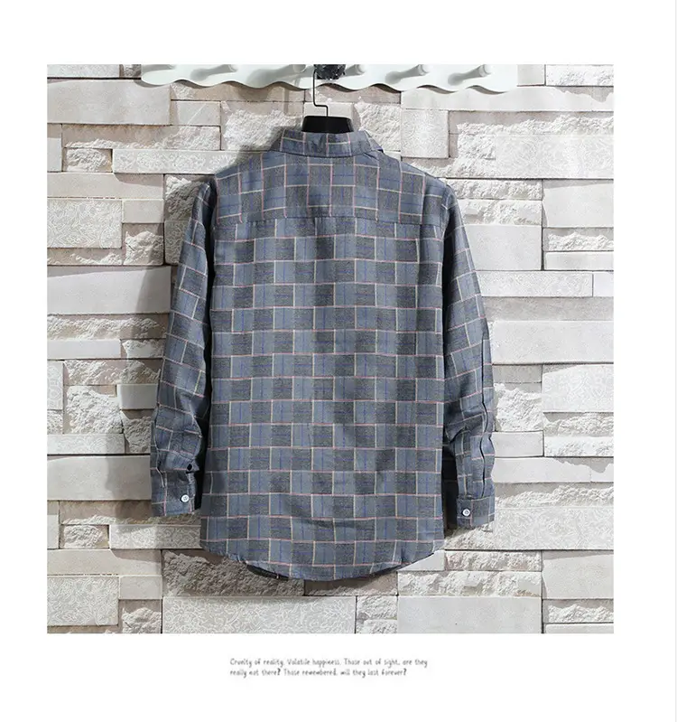 Men's Plaid Long Sleeve Shirt 2021 Harajuku Style — feature 83