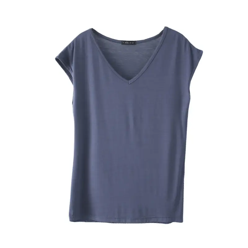 Women's Slim Fit V-Neck T-Shirt Black Modal - Image 16