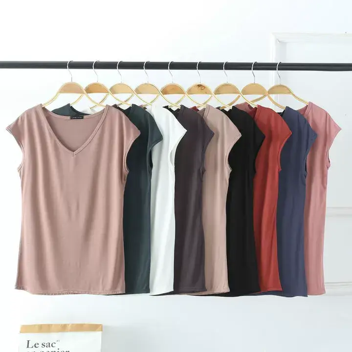 Women's Slim Fit V-Neck T-Shirt Black Modal — feature 4