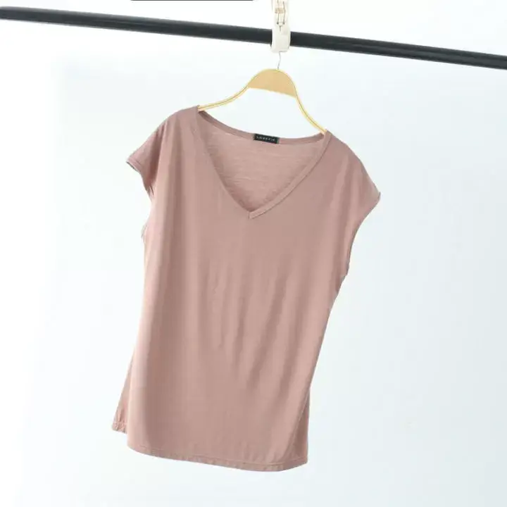 Women's Slim Fit V-Neck T-Shirt Black Modal — feature 7