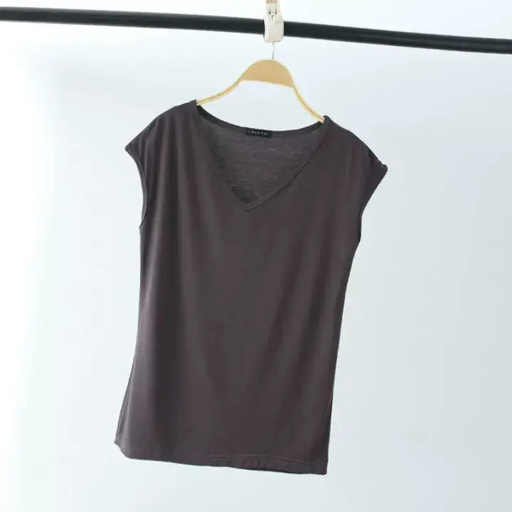 Women's Slim Fit V-Neck T-Shirt Black Modal — feature 8