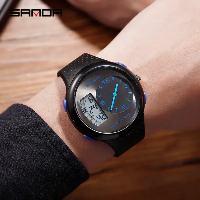 Sanda Men's Waterproof Luminous Digital Watch Black - Image 9