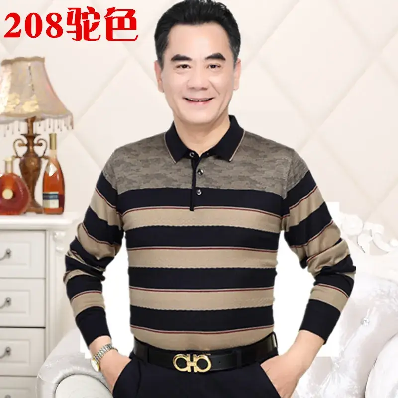Long Sleeve Knitted T-Shirt Blue for Men - Image 17