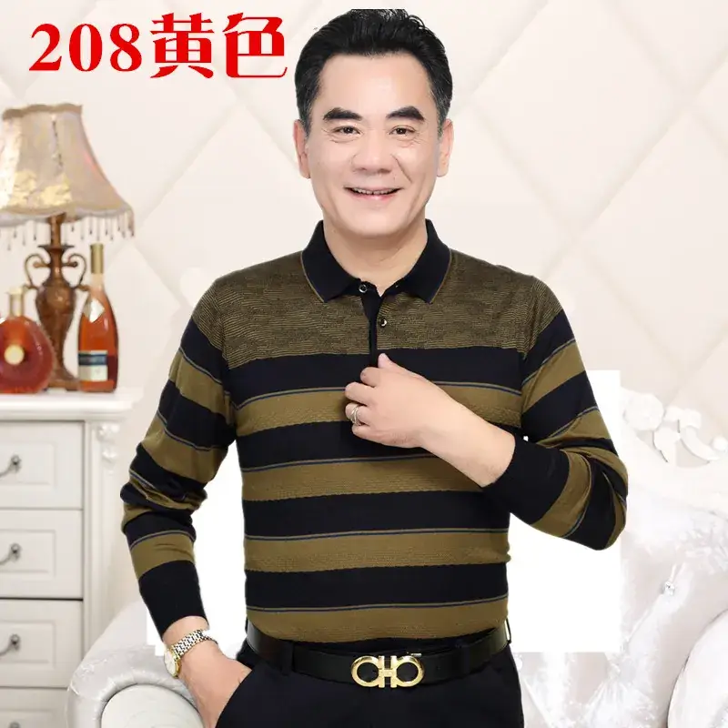 Long Sleeve Knitted T-Shirt Blue for Men - Image 19