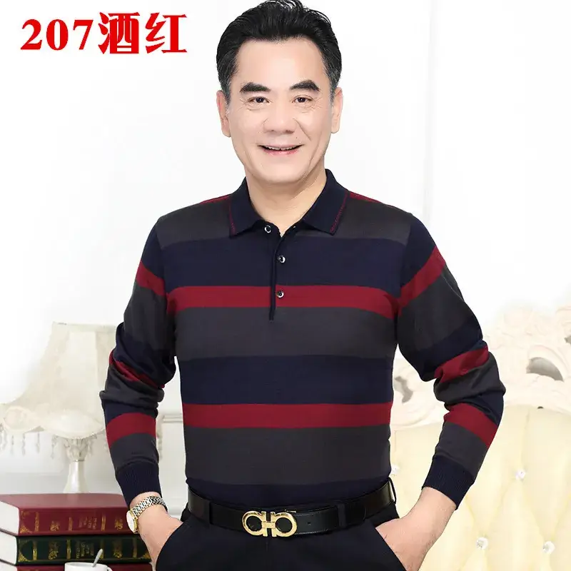 Long Sleeve Knitted T-Shirt Blue for Men - Image 4