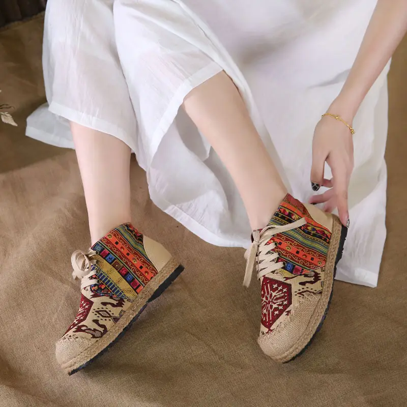 Ethnic Style Casual Linen Bottom Boots Women's 2025 Autumn and Winter New Arrival Embroidered Cloth Shoes Cotton Linen College Style Cloth Shoes for Women - Image 4