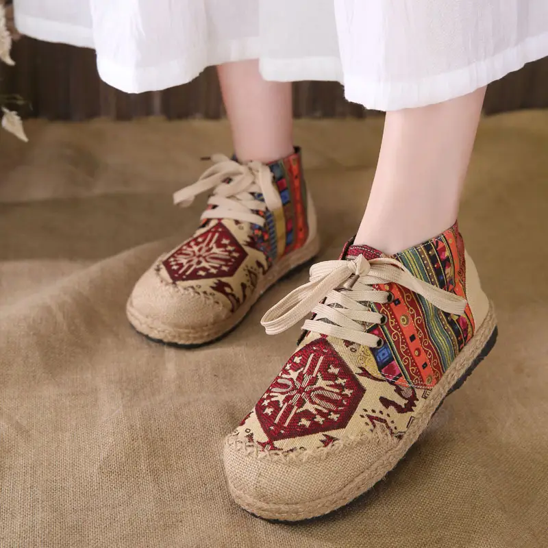 Ethnic Style Casual Linen Bottom Boots Women's 2025 Autumn and Winter New Arrival Embroidered Cloth Shoes Cotton Linen College Style Cloth Shoes for Women - Image 5