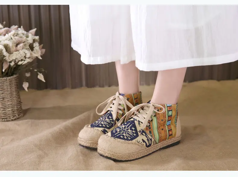 Ethnic Style Casual Linen Bottom Boots Women's 2025 Autumn and Winter New Arrival Embroidered Cloth Shoes Cotton Linen College Style Cloth Shoes for Women — feature 10