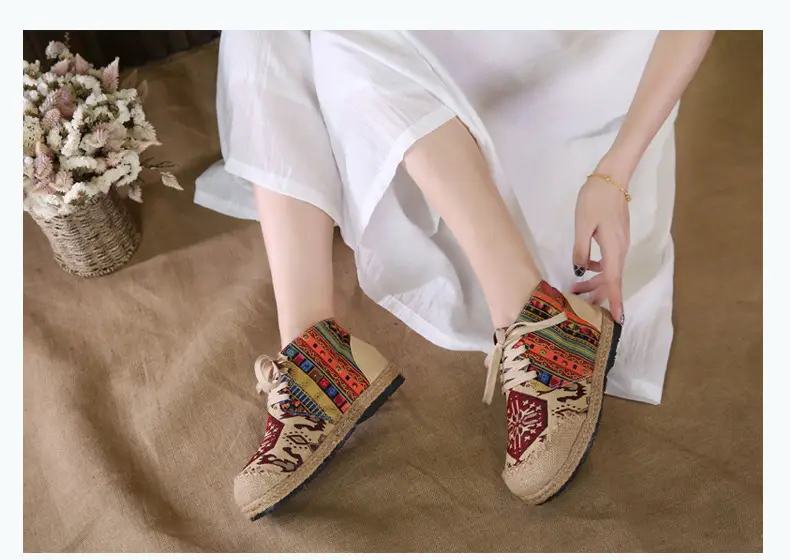 Ethnic Style Casual Linen Bottom Boots Women's 2025 Autumn and Winter New Arrival Embroidered Cloth Shoes Cotton Linen College Style Cloth Shoes for Women — feature 14